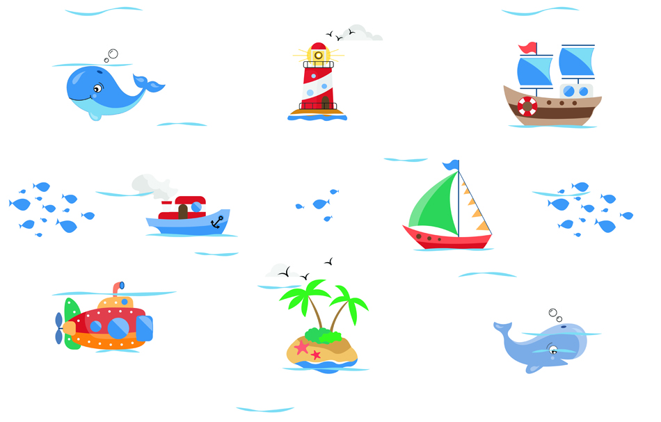 PS-1090 - Deniz Macerası Temalı Duvar Kağıdı PS 1090 Deniz Macerasi Temali Duvar Kagidi